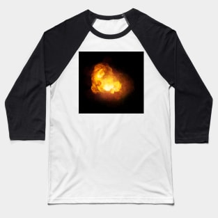 Fiery bomb explosion, orange color with sparks and smoke Baseball T-Shirt